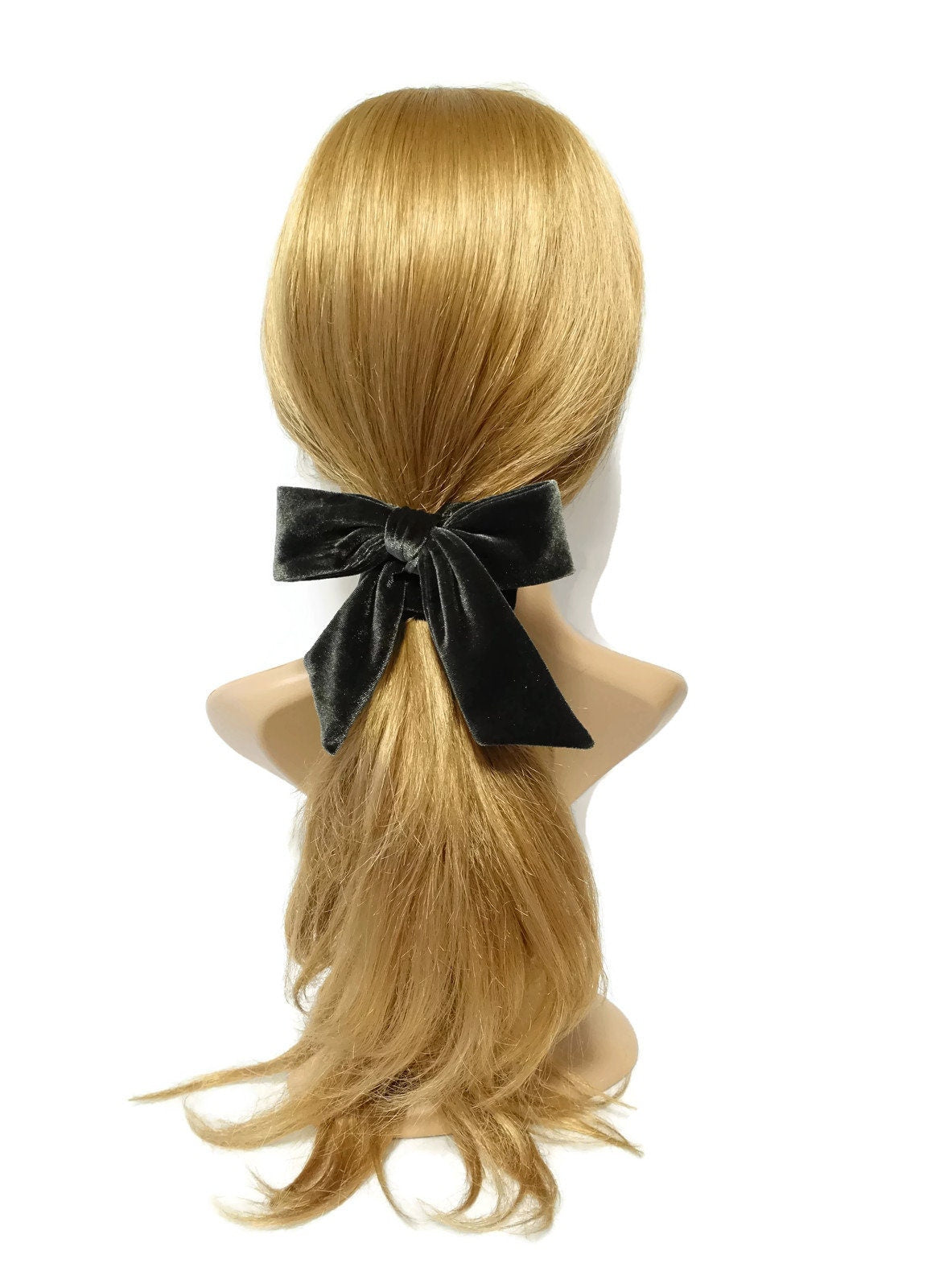 veryshine.com Scrunchies Olive green velvet bow knot scrunchies falling tail hair tie scrunchy hair accessories