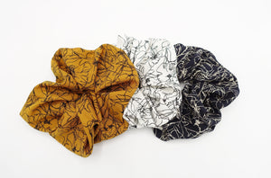 veryshine.com Scrunchies oversized scrunchies abstract minimal flower print hair elastic scrujnchie for women
