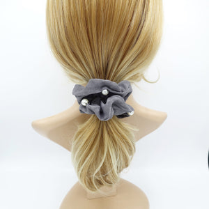veryshine.com Scrunchies pearl attached glossy scrunchies women hair accessory