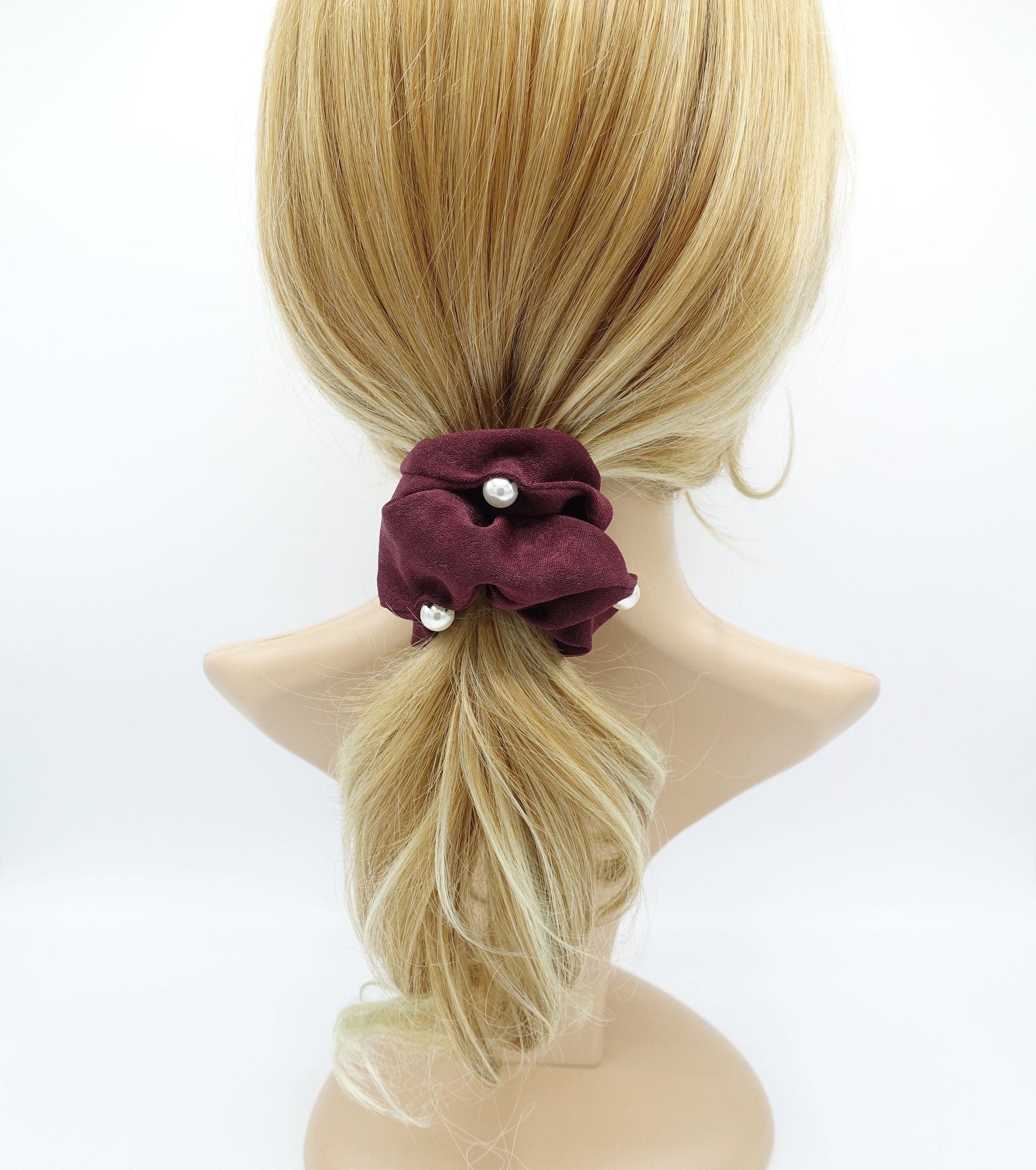 veryshine.com Scrunchies pearl attached glossy scrunchies women hair accessory
