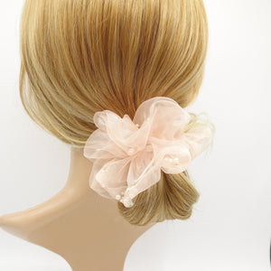 veryshine.com Scrunchies pearl ball filled scrunchies organza scrunchy hair elastic for women