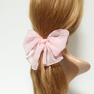 veryshine.com Scrunchies Pink chiffon waving bow scrunchies drape translucent bow knot scrunchy feminine style hair scrunchie