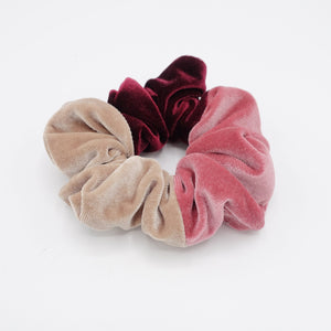 veryshine.com Scrunchies Pink color block velvet hair scrunchies for women