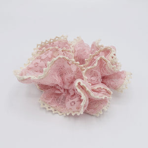 veryshine.com Scrunchies Pink floral lace scrunchies,, double edge scrunchies for women
