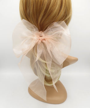 veryshine.com Scrunchies Pink organza bow knot scrunchies see through hair elastic tie women hair accessory