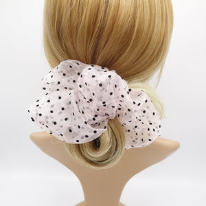 veryshine.com Scrunchies Pink organza scrunchies velvet dot hair elastic scrunchie for women