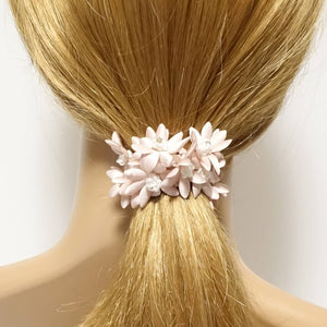 veryshine.com Scrunchies Pink Rhinestone Hair Elastics Flower Petal Crochet Wrapped Elastic Ponytail Holder women hair accessory