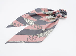 veryshine.com Scrunchies Pink satin tassel rope print scrunchies wing knot hair elastic glossy scrunchy