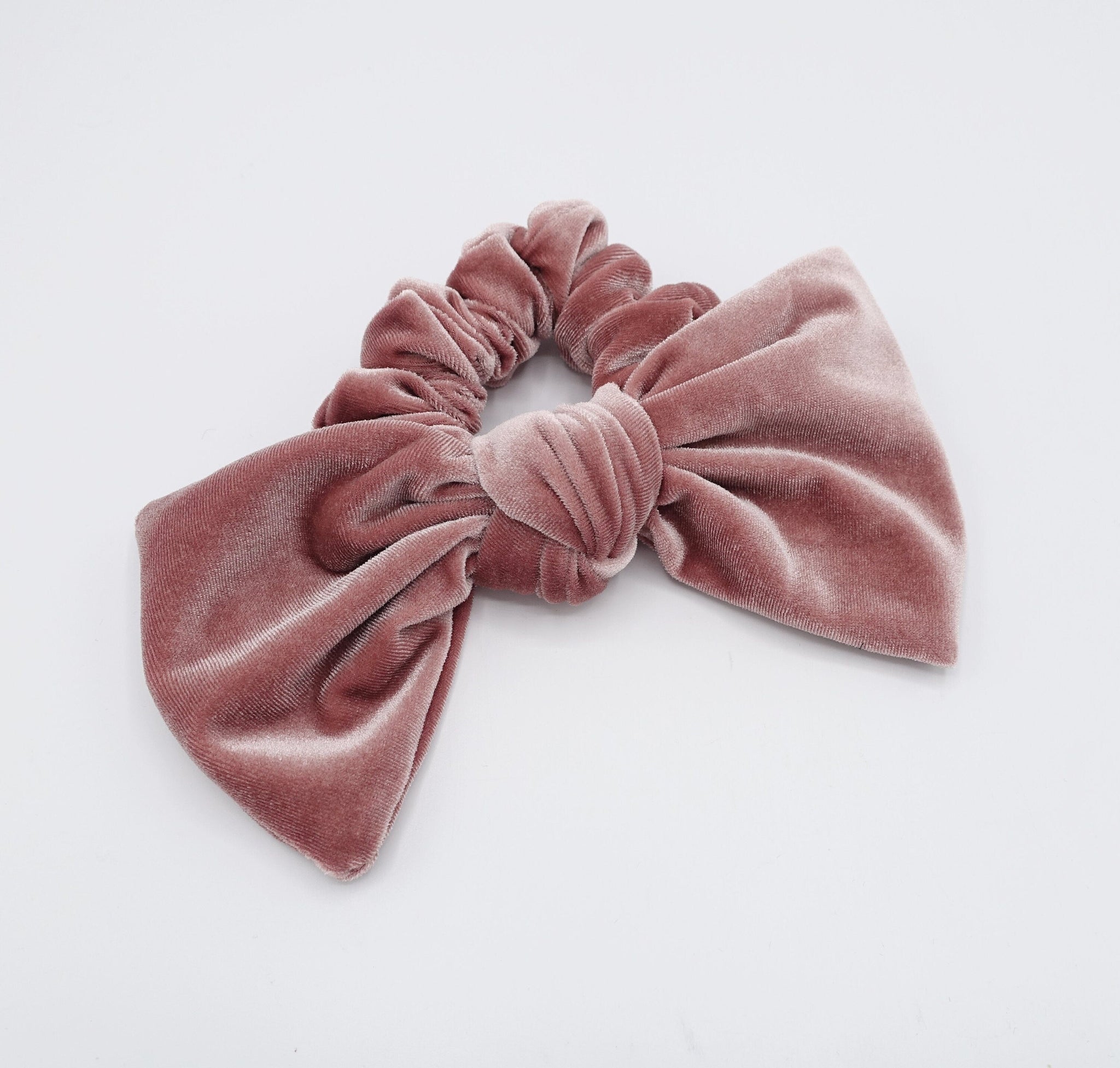 veryshine.com Scrunchies Pink velvet bow knot scrunchies standard version stylish hair tie trendy women hair accessory