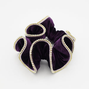 veryshine.com Scrunchies Purple crystal rhinestone decorated velvet scrunchies women hair elastic tie scrunchy