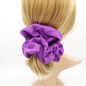 veryshine.com Scrunchies Purple linen blend oversized scrunchies large cotton scrunchies solid hair elastic women hair accessory