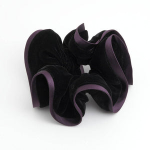 veryshine.com Scrunchies Purple silk velvet scrunchies solid Color Trim Two Tone Premium elastic hair tie women accessory