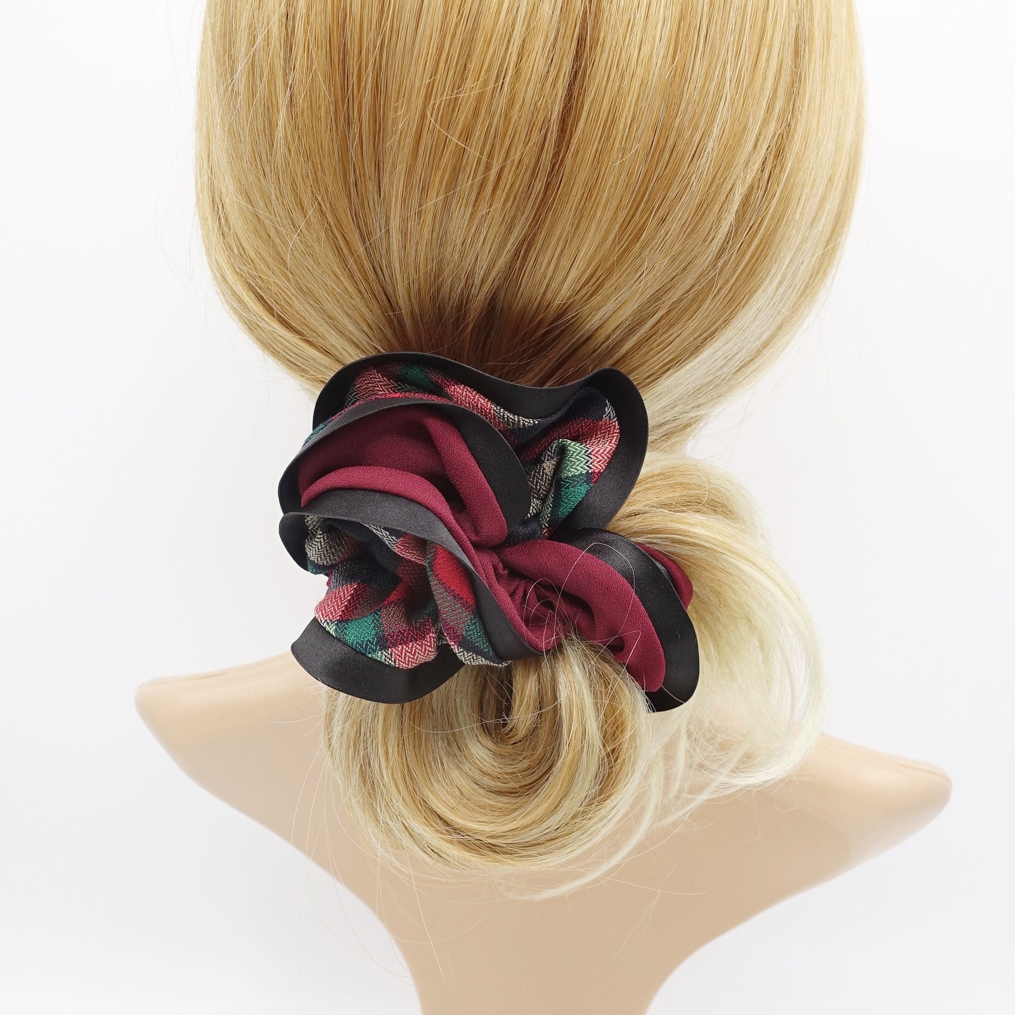 veryshine.com Scrunchies Red wine check scrunchies, 2color tone scrunchies, hair ties for women