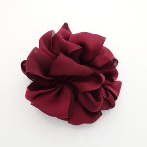 veryshine.com Scrunchies Red wine glossy chiffon loop wave flower hair scrunchies women hair elastic accessory