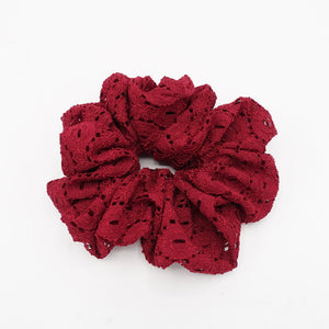 veryshine.com Scrunchies Red wine oversized eyelet lace scrunchies big scrunchies elastic hair accessory for women