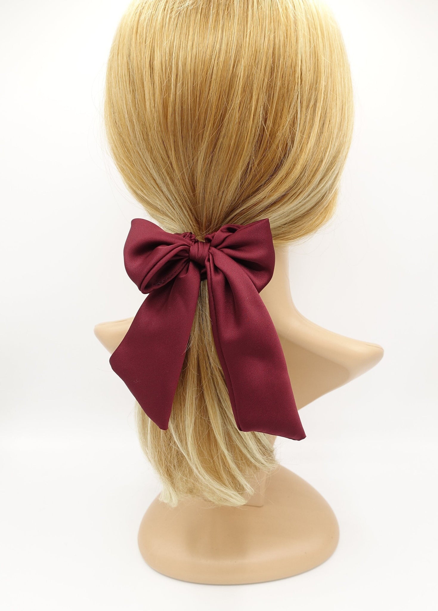 veryshine.com Scrunchies Red wine satin hair bow knot scrunchies glossy tail bow scrunchy women hair accessory