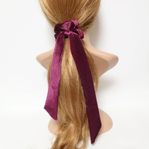 veryshine.com Scrunchies Red wine velvet stripe long tail bow knot scrunchies women hair elastic tie scrunchie accessory