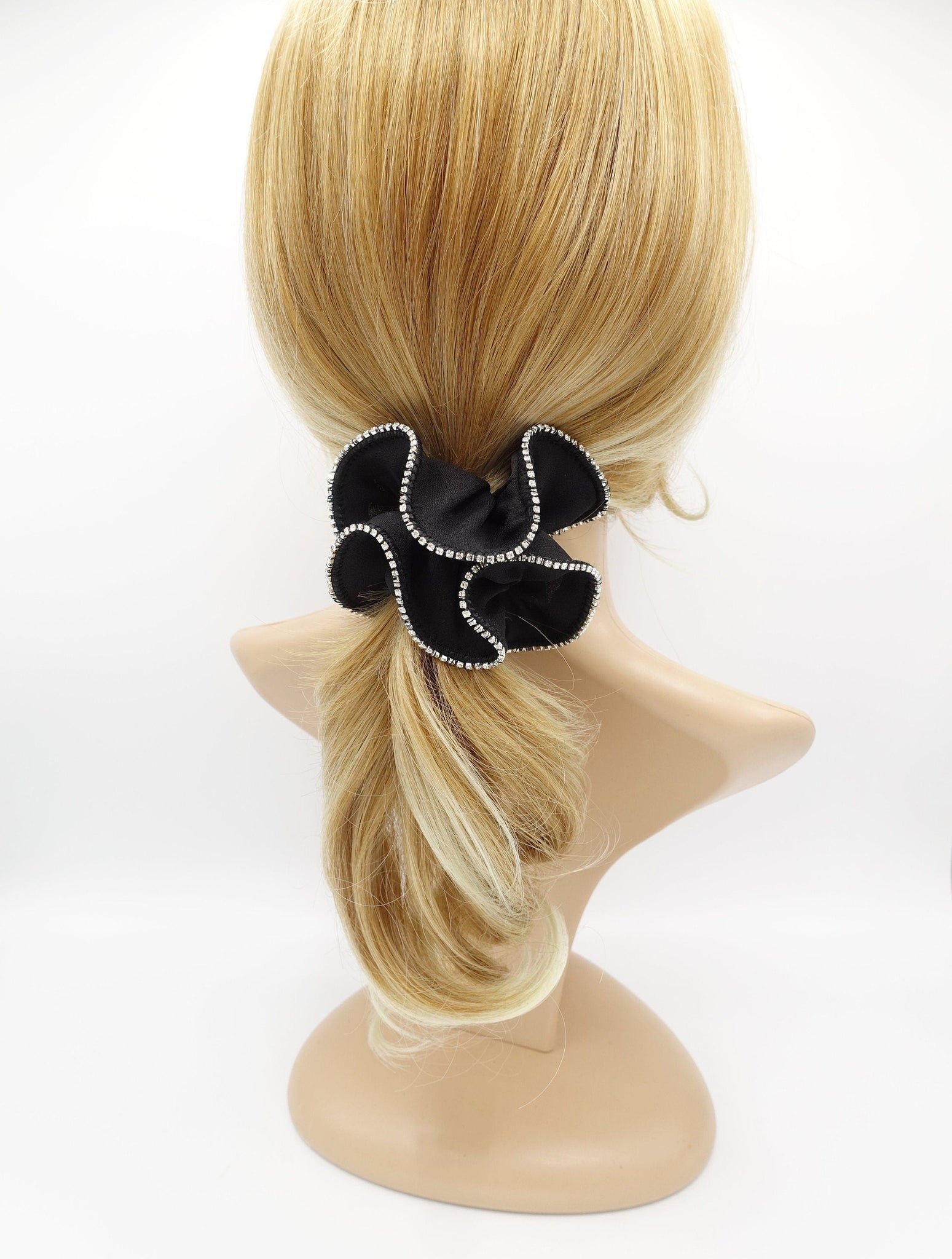 veryshine.com Scrunchies rhinestone edge silk chiffon scrunchies crystal decorated hair elastic scrunchie for women