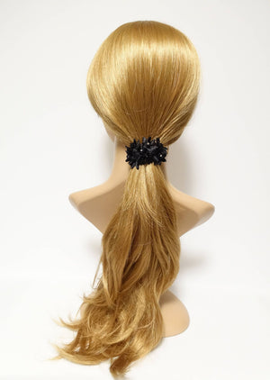 veryshine.com Scrunchies Rhinestone Hair Elastics Flower Petal Crochet Wrapped Elastic Ponytail Holder women hair accessory