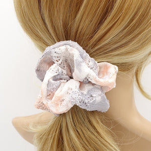veryshine.com Scrunchies tie dye scrunchies flower embroidery pattern scrunchie hair elastic women accessory