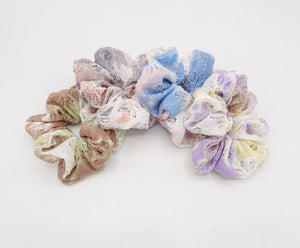 veryshine.com Scrunchies tie dye scrunchies flower embroidery pattern scrunchie hair elastic women accessory
