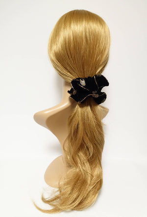 veryshine.com Scrunchies Trim Beaded Luxury velvet scrunchies Velvet Black Scrunchies for Women Hair Accessories Elastic Hair Ties