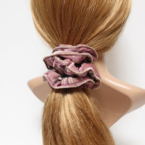 veryshine.com Scrunchies velvet grid check scrunchies chain trim decorated hair scrunchie unique women hair accessories