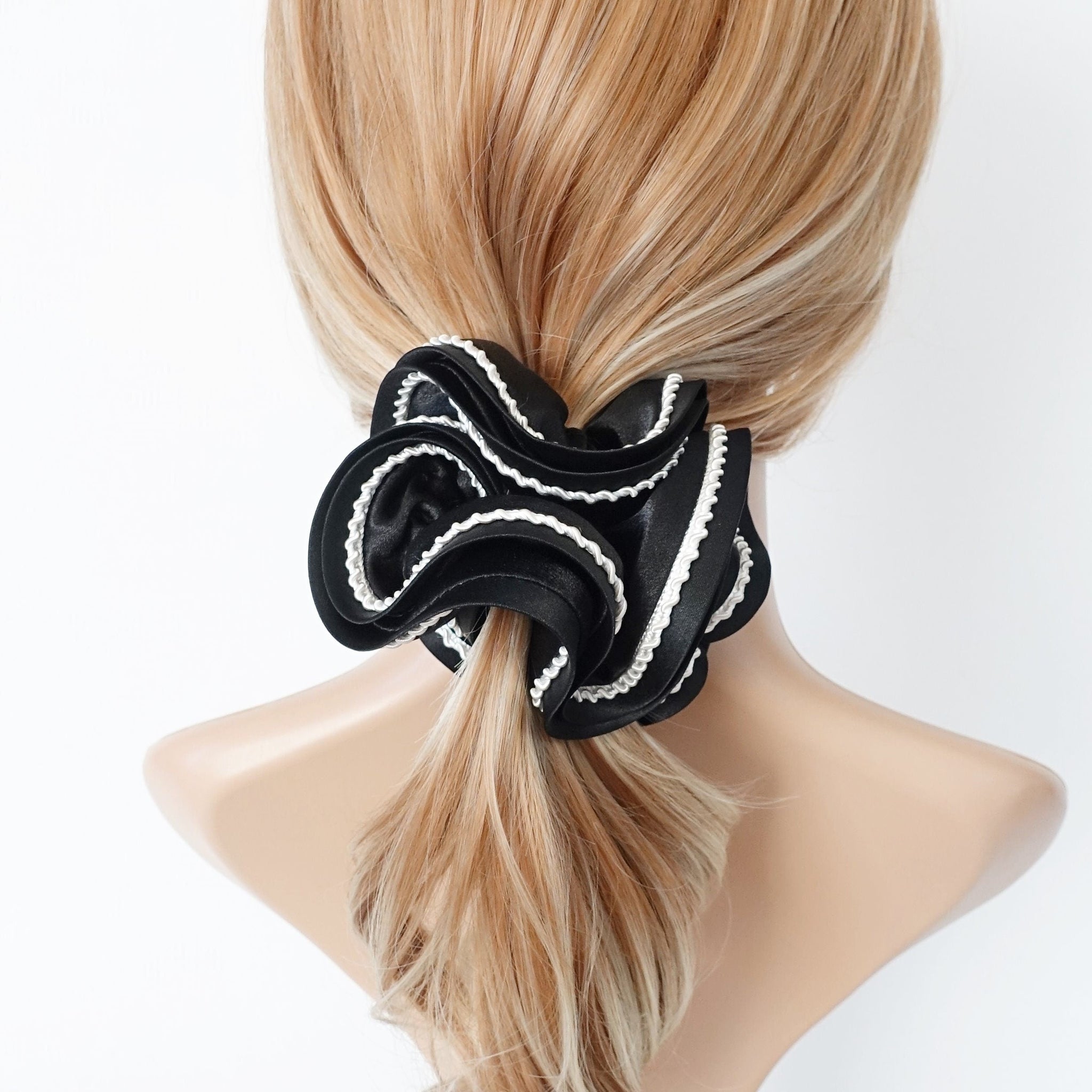 veryshine.com Scrunchies waved thread decorated satin scrunchies women hair elastic scrunchy