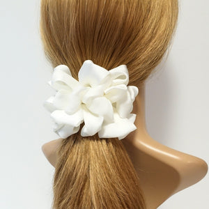 veryshine.com Scrunchies White glossy chiffon loop wave flower hair scrunchies women hair elastic accessory