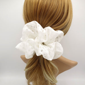 veryshine.com Scrunchies White grid mesh oversized scrunchies large hair elastic scrunchie hair accessory for women