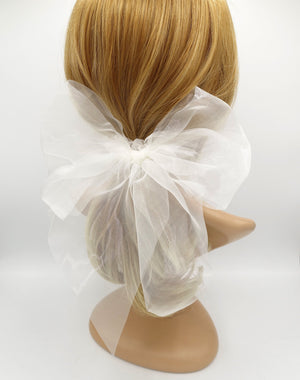 veryshine.com Scrunchies White organza bow knot scrunchies see through hair elastic tie women hair accessory