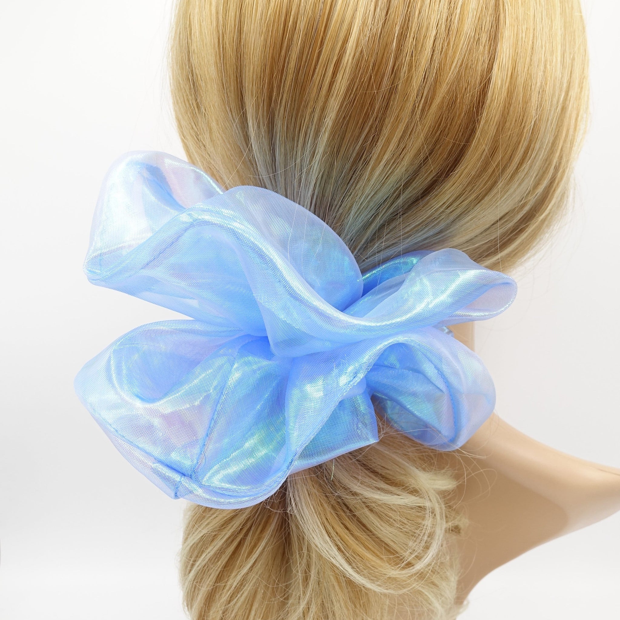 veryshine.com Scrunchies White organza scrunchies, dragonfly oversized scrunchies iridescent fabric hair tie stylish hair accessory  for women