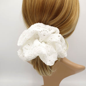 veryshine.com Scrunchies White oversized eyelet lace scrunchies big scrunchies elastic hair accessory for women