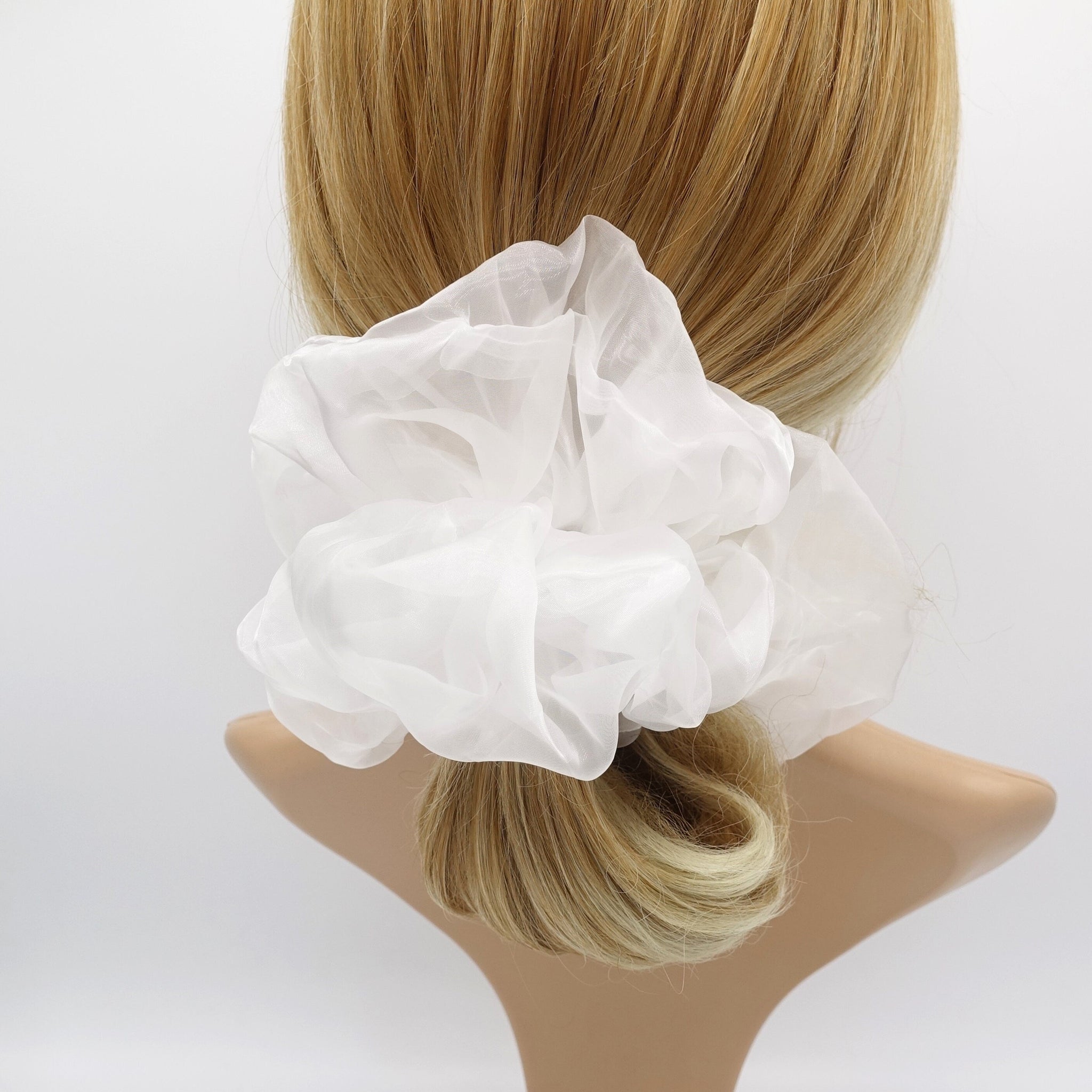 veryshine.com Scrunchies White pastel organza scrunchies oversized hair ties for women