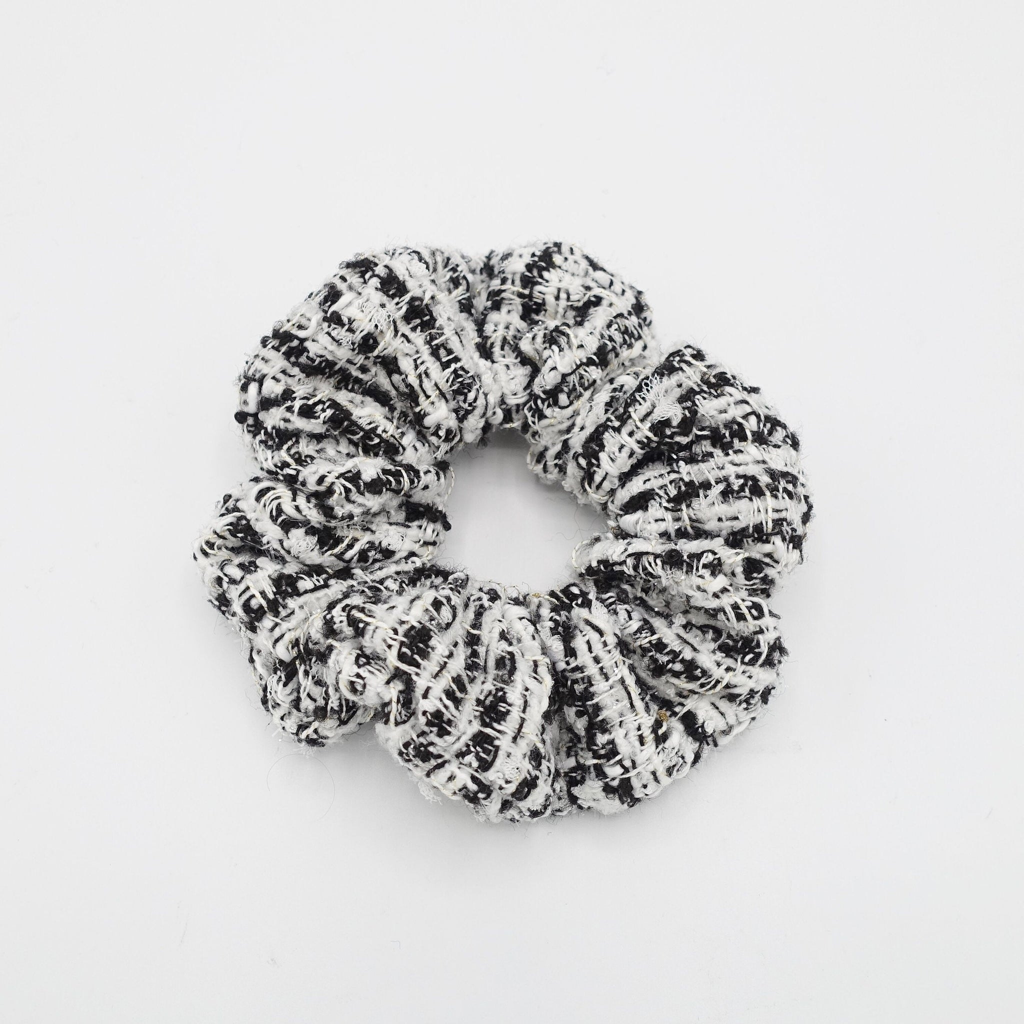 veryshine.com Scrunchies White tweed pattern scrunchies Fall Winter stylish hair elastic scrunchie women hair accessory