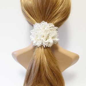 veryshine.com Scrunchies White whole floral lace scrunchy feminine style women hair ties scrunchies