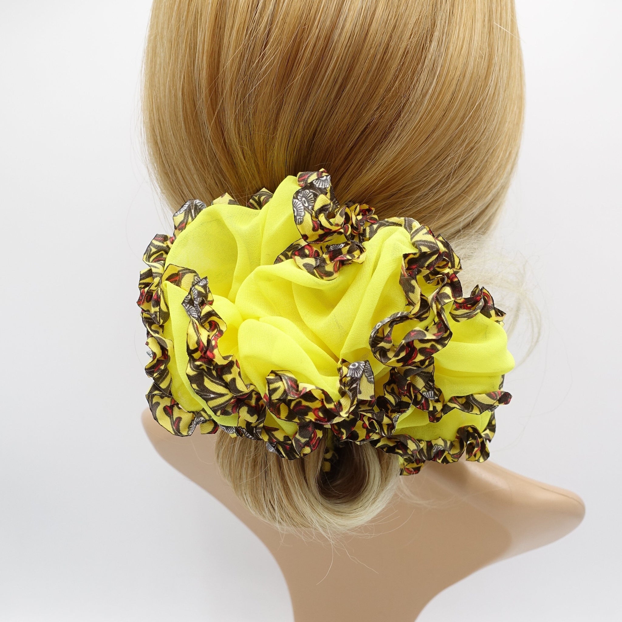 veryshine.com Scrunchies Yellow chiffon scrunchies, leopard scrunchies, oversized scrunchies for women