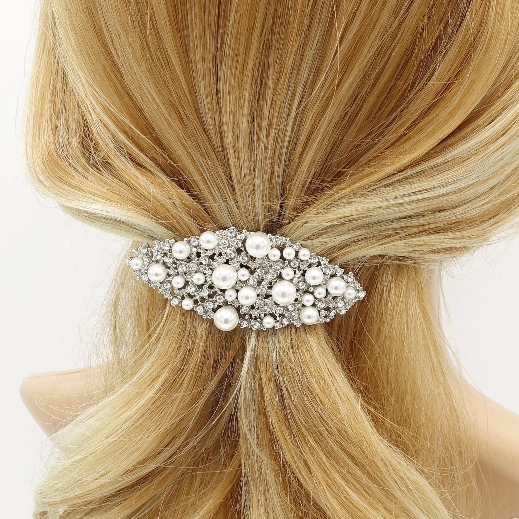 veryshine.com Silver galaxy pearl rhinestone hair barrette