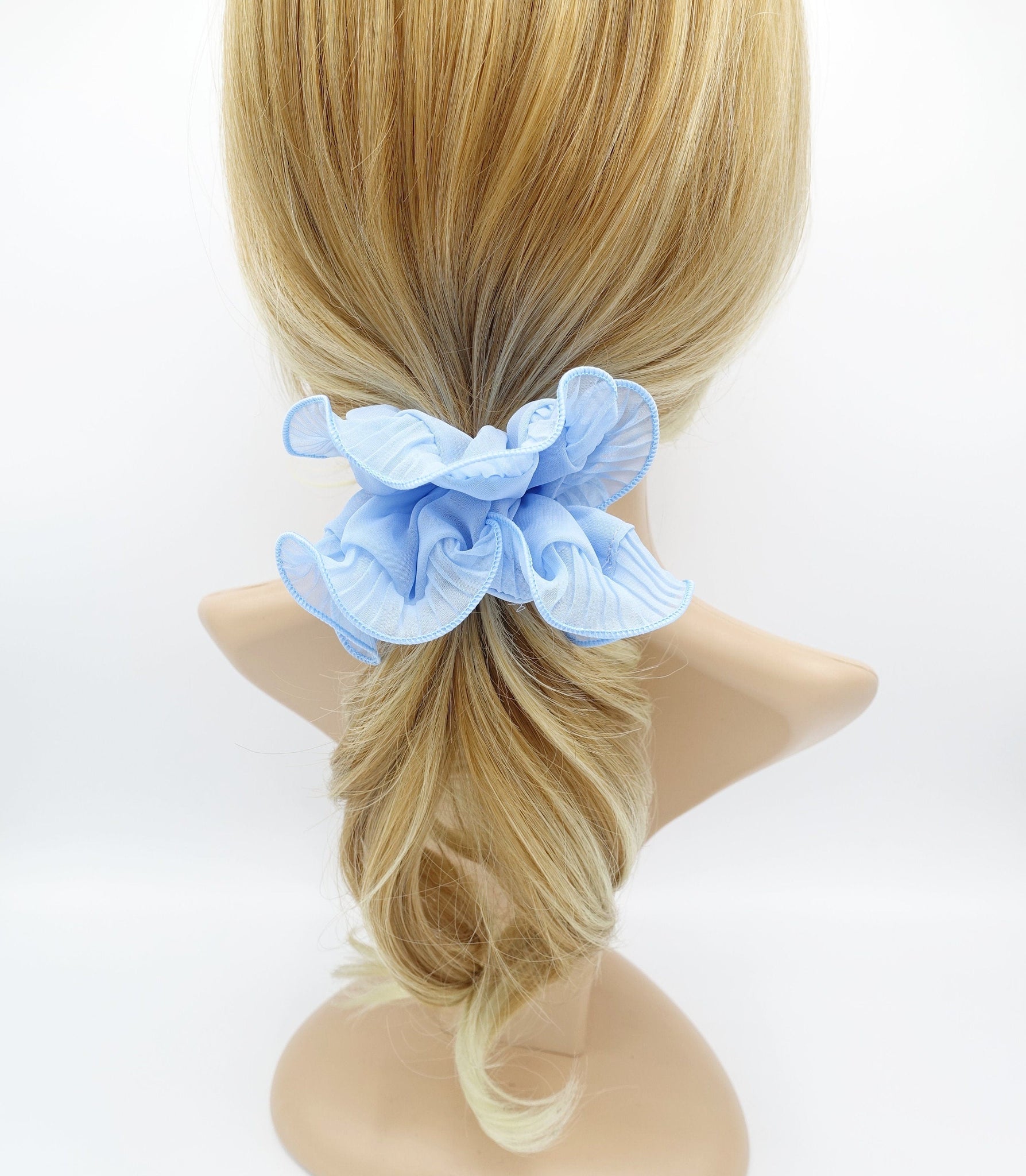 veryshine.com Sky pleated edge chiffon scrunchies hair elastic women hair tie hair accessory for women