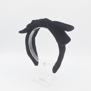 veryshine.com Solid black silk velvet solid shimmer headband wire bow hairband Women hair accessory