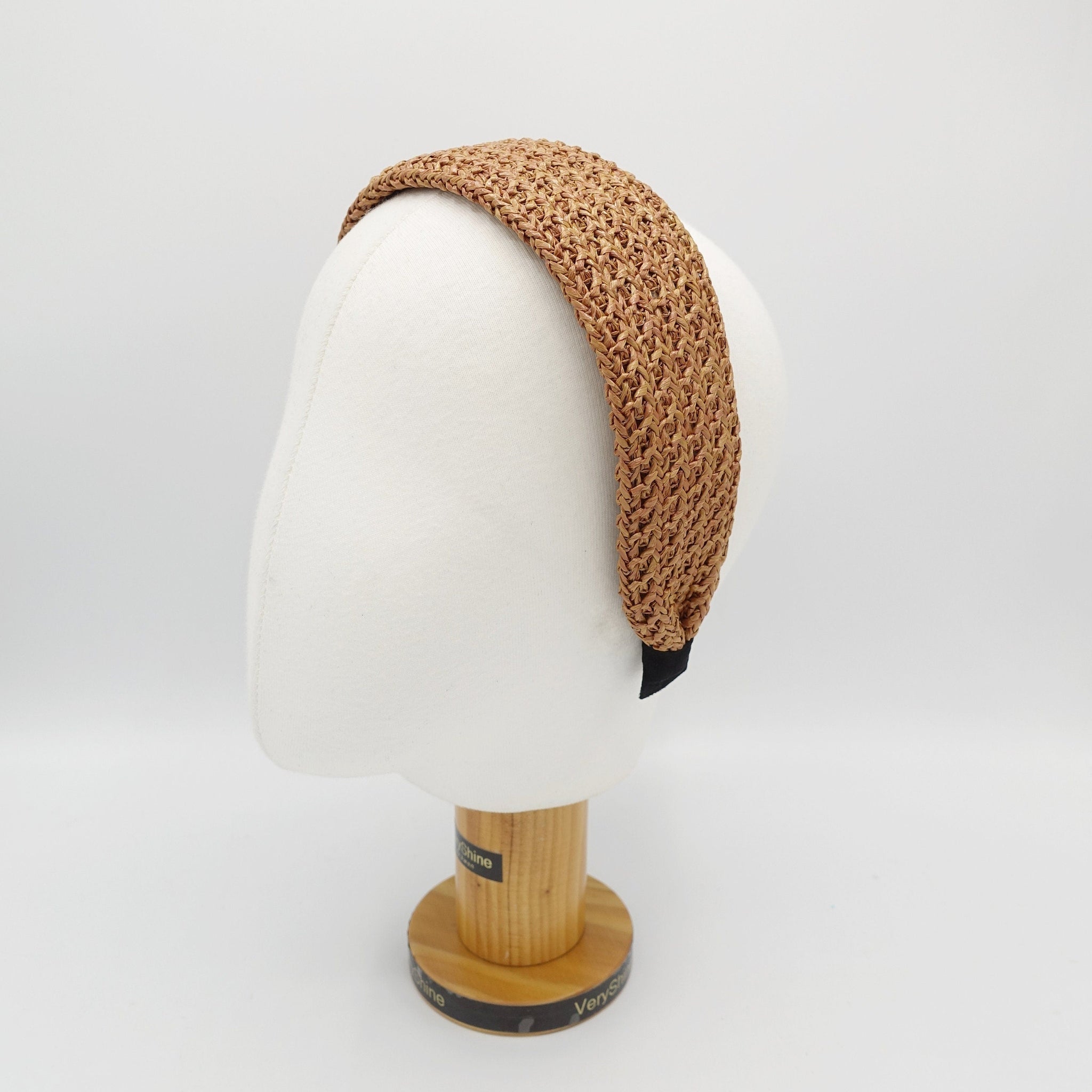 veryshine.com Tan comfortable faux straw flat headband