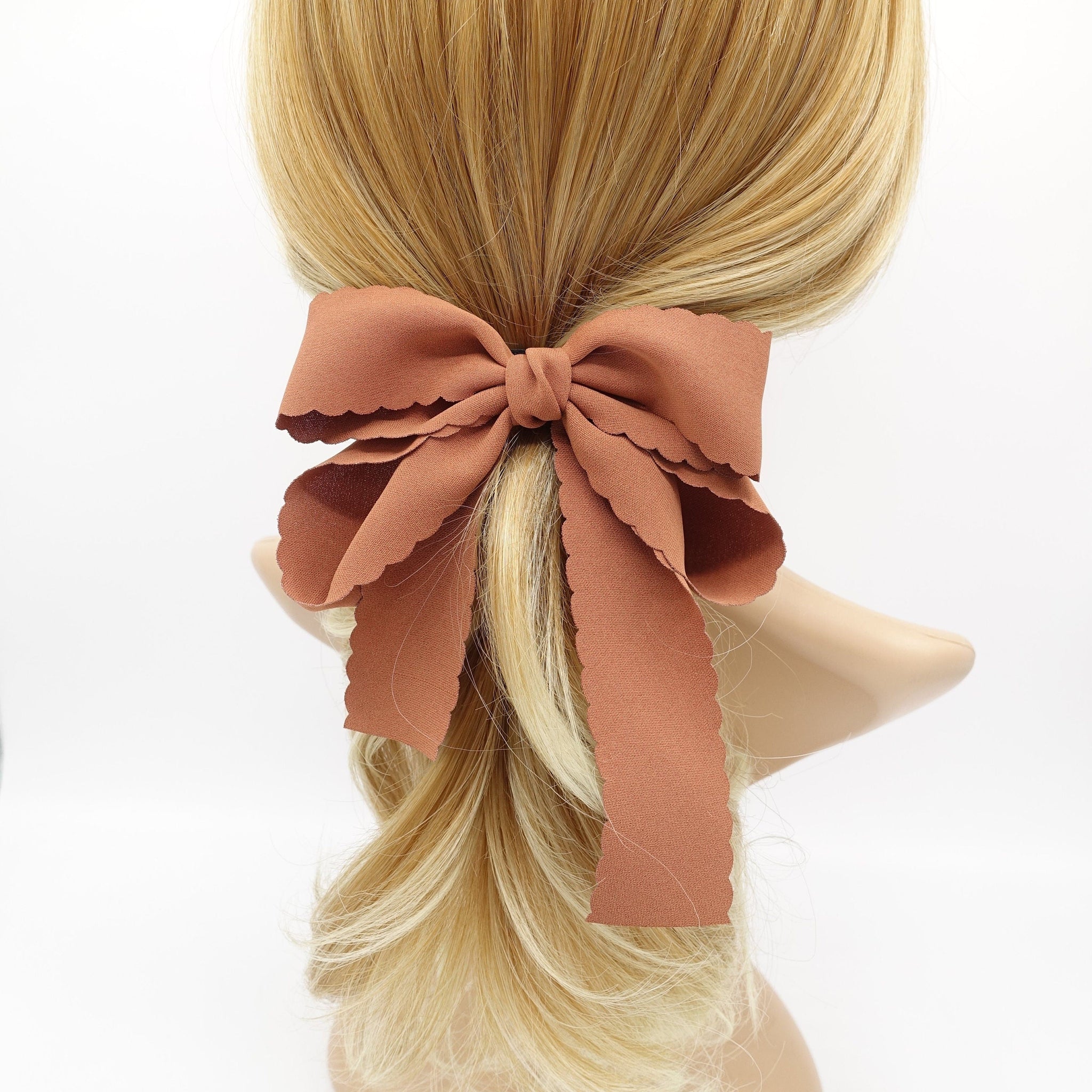 veryshine.com Terra cotta chiffon wave half tail hair bow for women