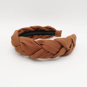 veryshine.com Terra cotta linen braided headband natural solid hairband for women