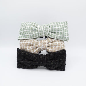veryshine.com tweed bow headband golden thread shimmer big bow stripe pattern hair accessory for women
