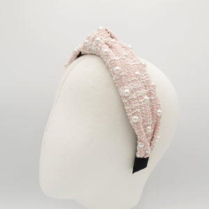veryshine.com tweed headband faux pearl decorated fashion head band for women