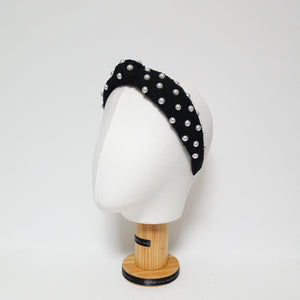 veryshine.com tweed headband faux pearl decorated fashion head band for women