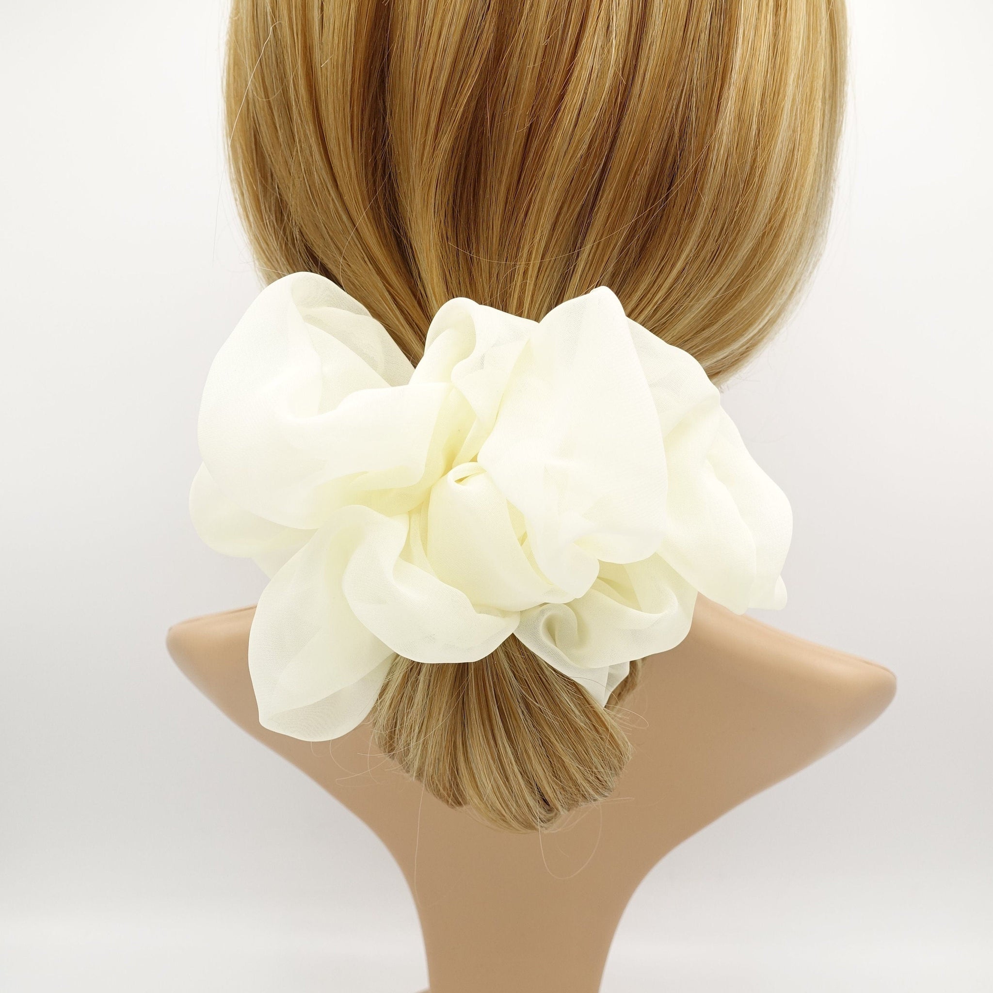 veryshine.com Vanilla oversized chiffon scrunchies large hair elastic scrunchie women hair accessory