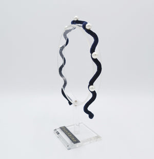 veryshine.com velvet thin headband pearl hairband casual hair accessory for women