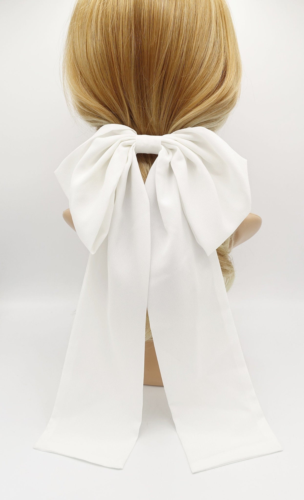 veryshine.com White big chiffon hair bow  Goddess bridal hair bow for women