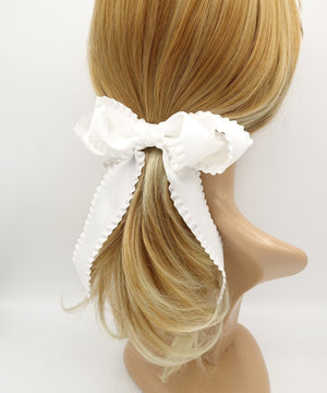 veryshine.com White long tail frill hair bow edge decorated women hair french barrette hair accessory for women